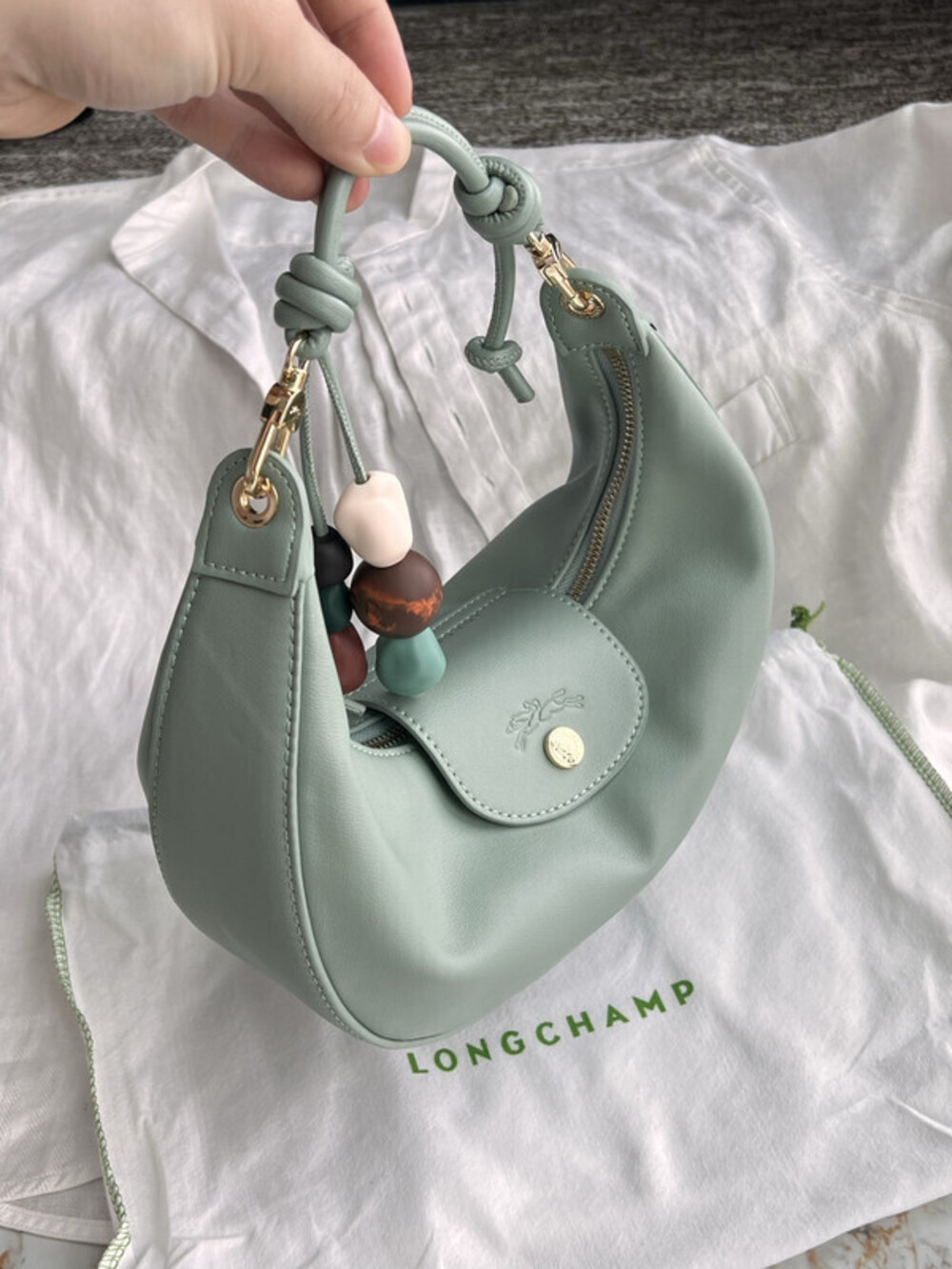 Longchamp Small Green Hobo Shoulder Bag